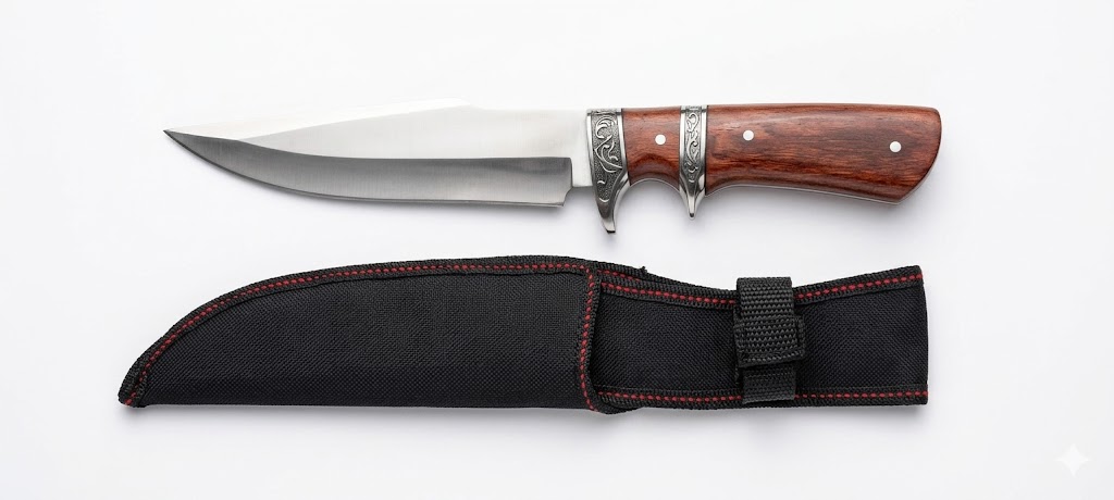 Classic 12" Fixed Blade Hunting Knife with Engraved Bolsters