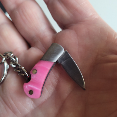 Mini Folding Pocket Knife Keyring - Image 2