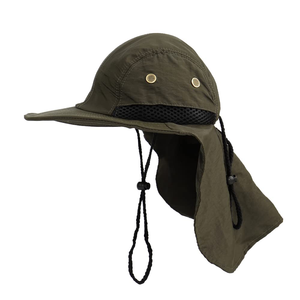Olive Green Bush Hat with Neck Cover
