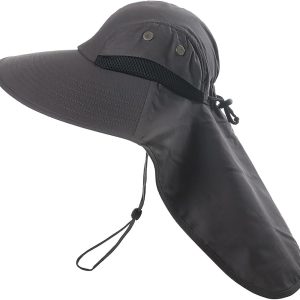 Dark grey bush hat with neck cover