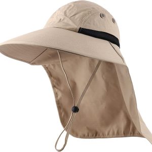 Tan bush hat with neck cover