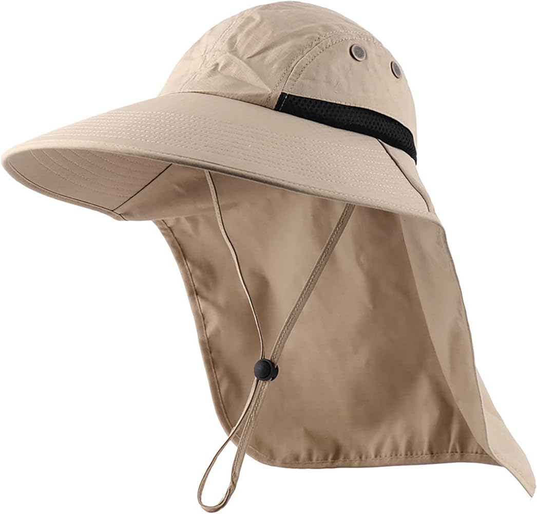 Tan bush hat with neck cover