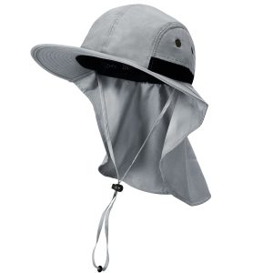 Light grey bush hat with neck cover