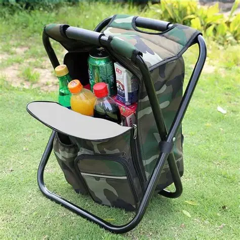 Portable Camouflage Cooler Backpack Stool - Image 4