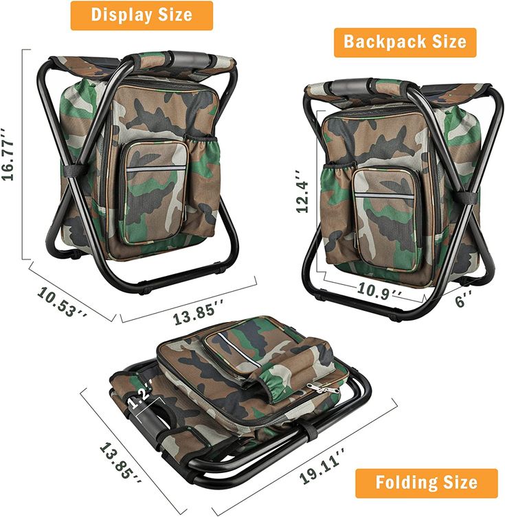 Portable Camouflage Cooler Backpack Stool - Image 2