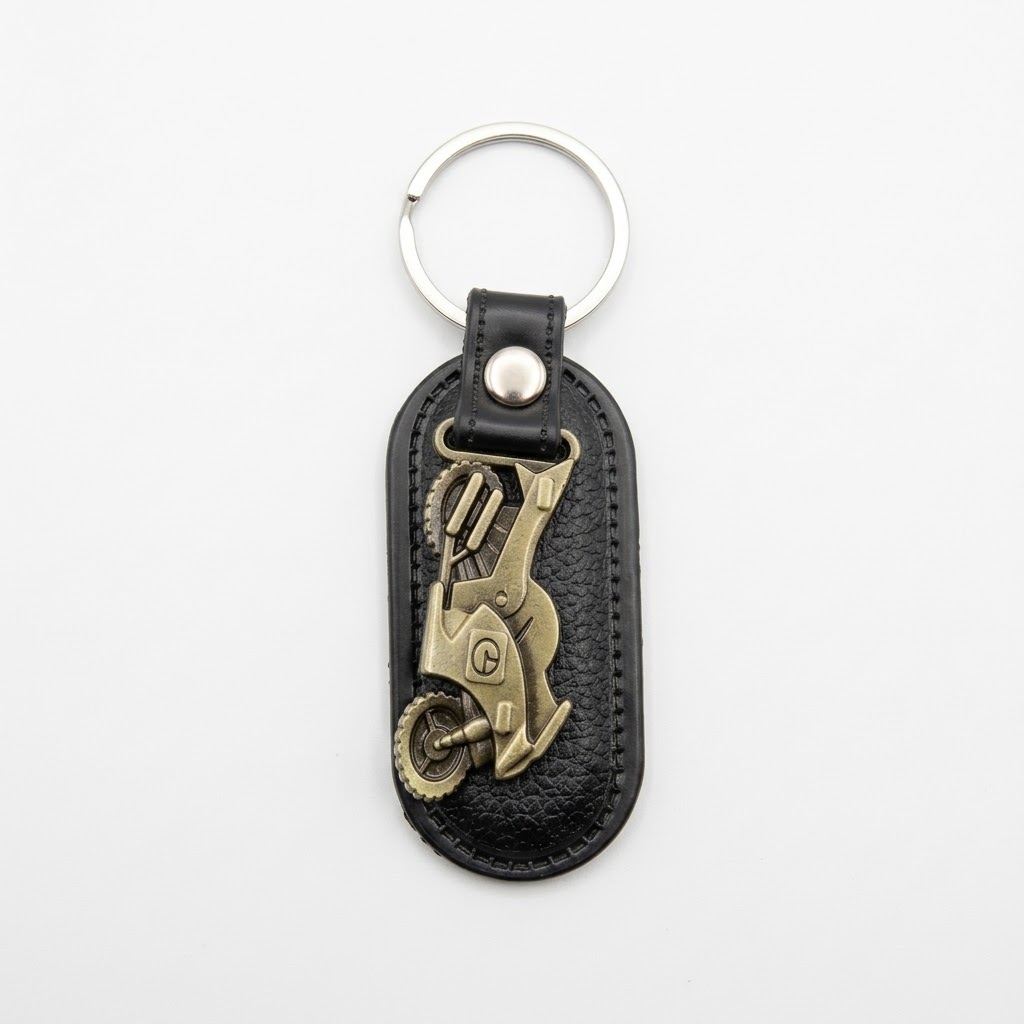 Leatherette Motorbike Emblem Keyring Keyholder