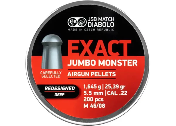 JSB Match Diabolo Exact Jumbo Monster Redesigned Deep .22 Caliber