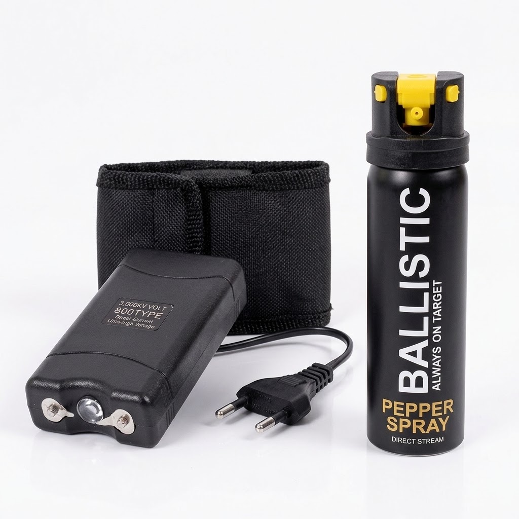 800-Type Stun Gun + Ballistic 40ml Pepper Spray Combo