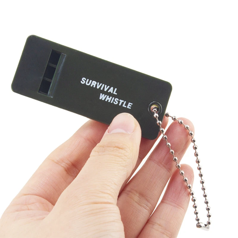 Flat Dual-Frequency Survival Whistle with Bead Chain - Image 2
